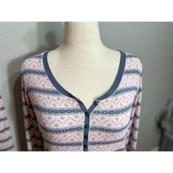 Victoria Secret sleep set pink & gray stripe long sleeve v neck loose comfy Sz M - Picture 3 of 11